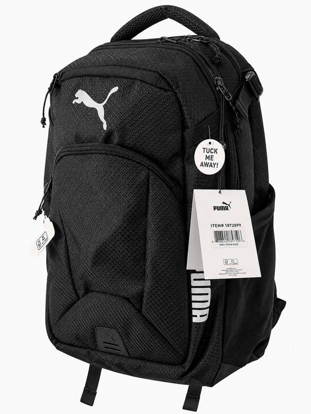 PUMA Black Backpack Water Repellent Multi Pocket Travel School Laptop Bag NWT